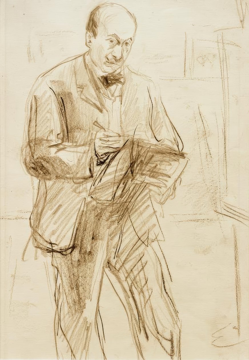 Max Liebermann - Auto-retrato, desenho de Max Liebermann