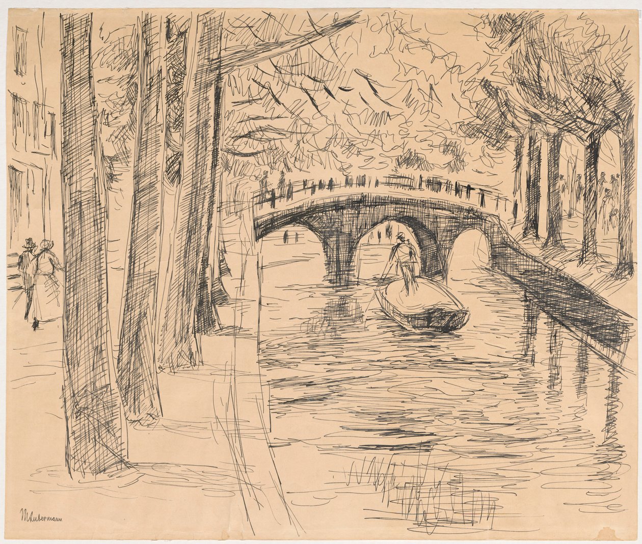 Ponte sobre o canal em Amesterdão de Max Liebermann