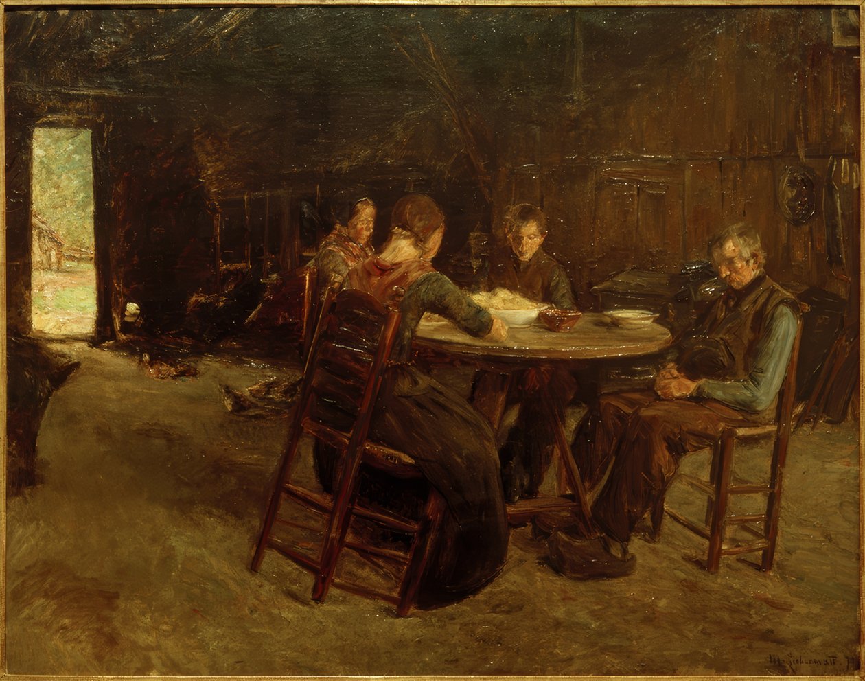 Agricultores da Frísia Oriental na mesa de oração de Max Liebermann