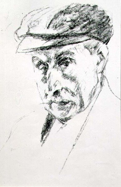 Retrato de um Homem em Boné, possivelmente auto-retrato, depois de 1923 (litho) de Max Liebermann