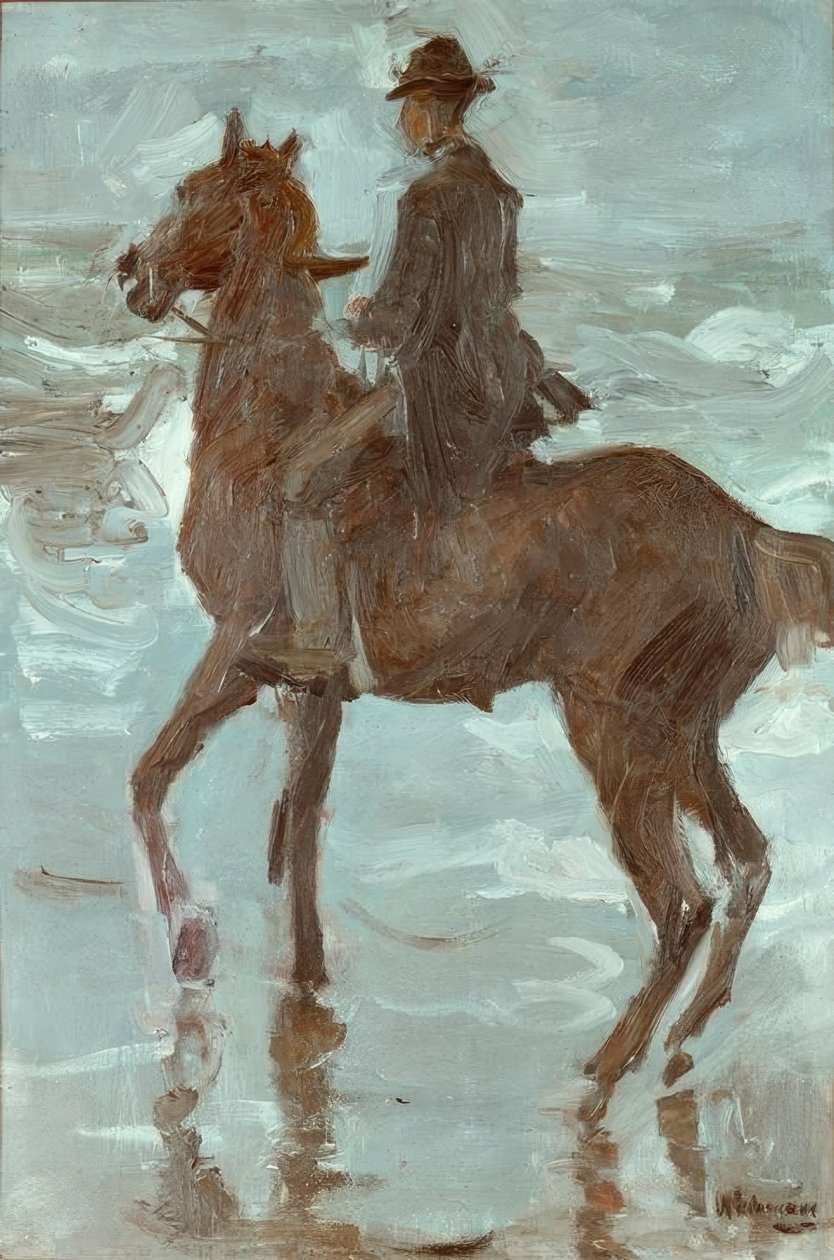 Cavaleiro na praia de Max Liebermann