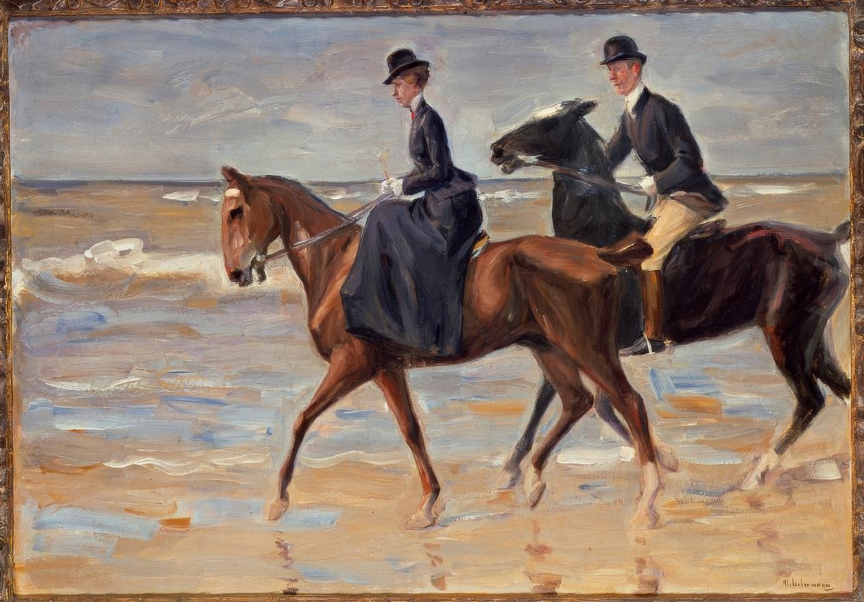 Cavaleiro e cavaleiro na praia de Max Liebermann
