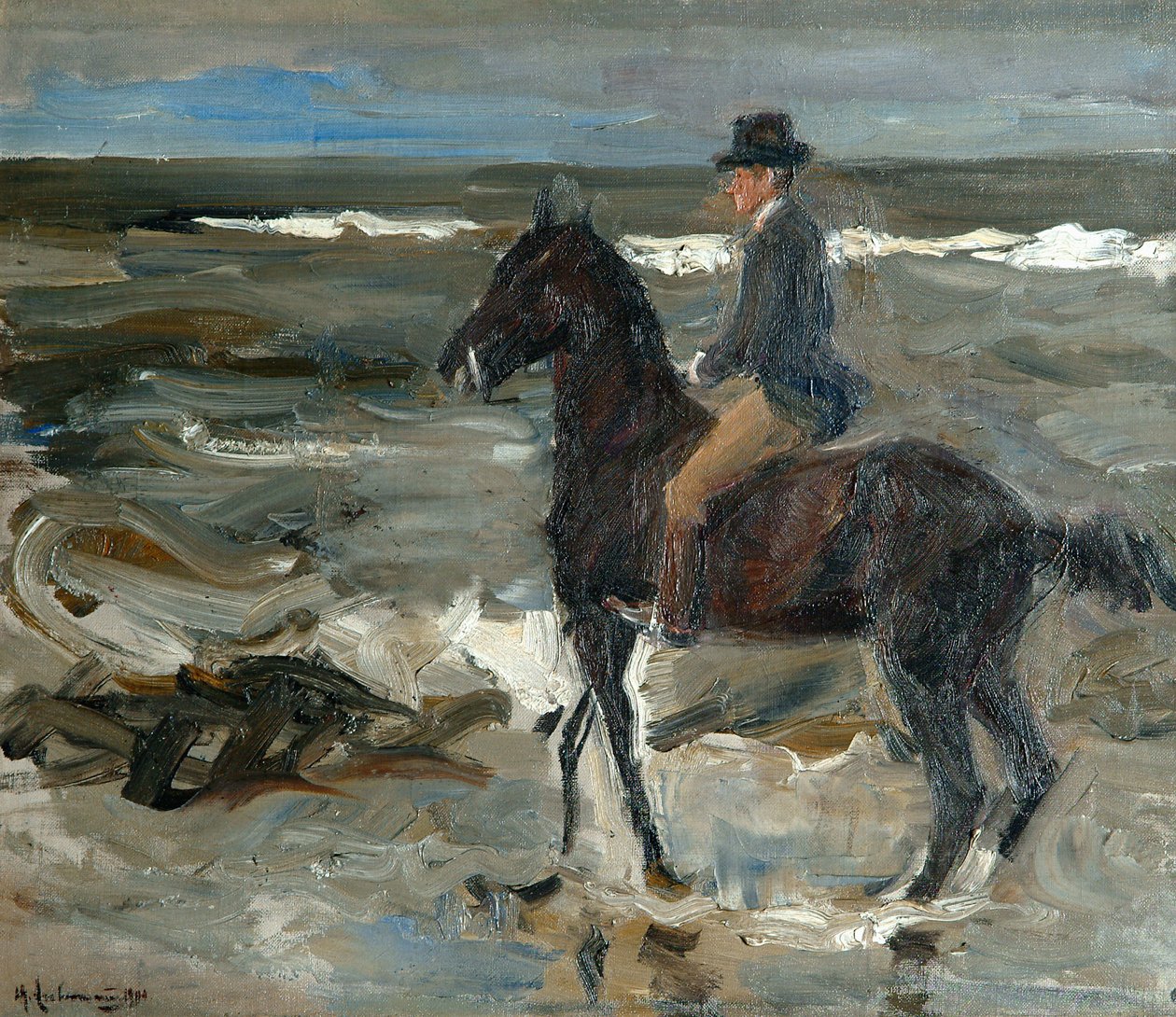 Cavaleiro na praia de Max Liebermann