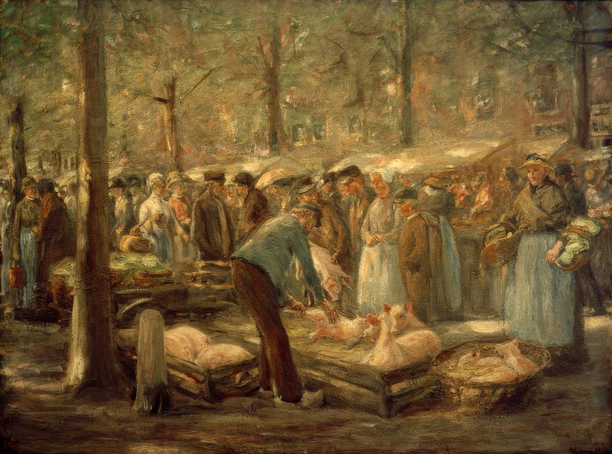 Mercado de suínos em Haarlem de Max Liebermann