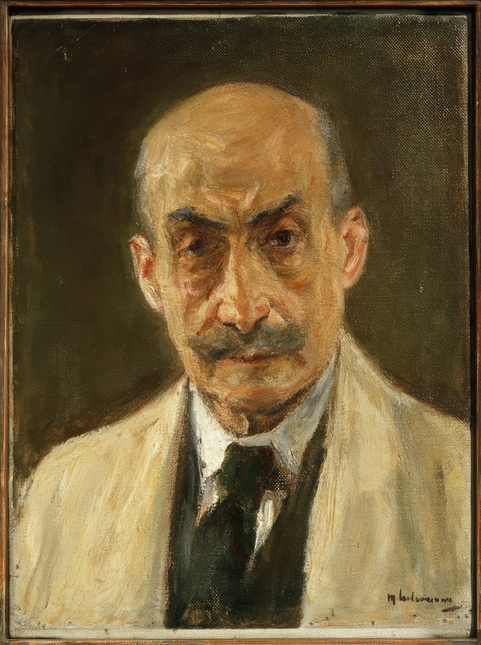 Autorretrato (retrato de meio comprimento no casaco do pintor) de Max Liebermann