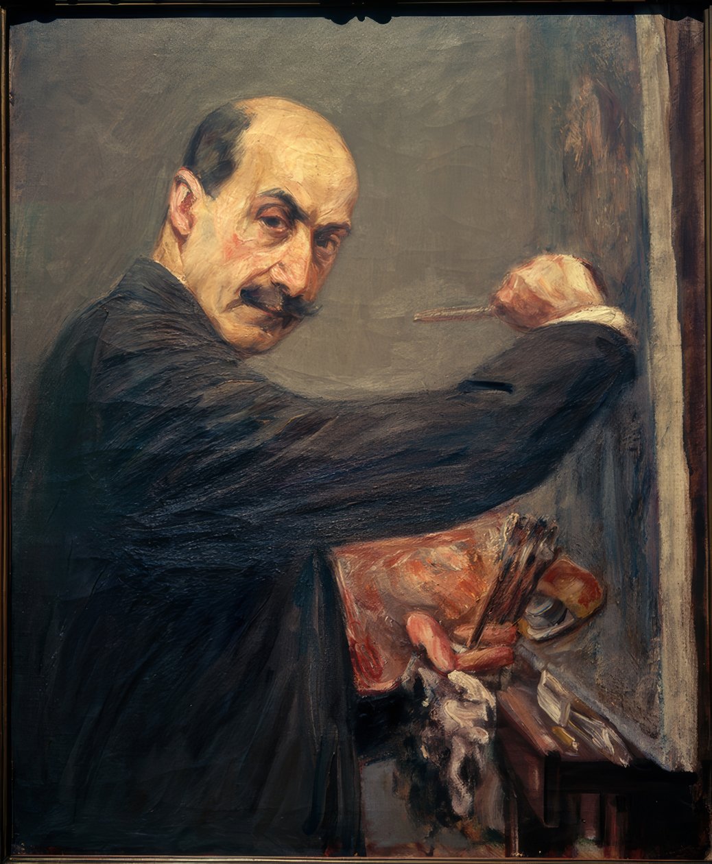 Auto-retrato no cavalete à direita de Max Liebermann