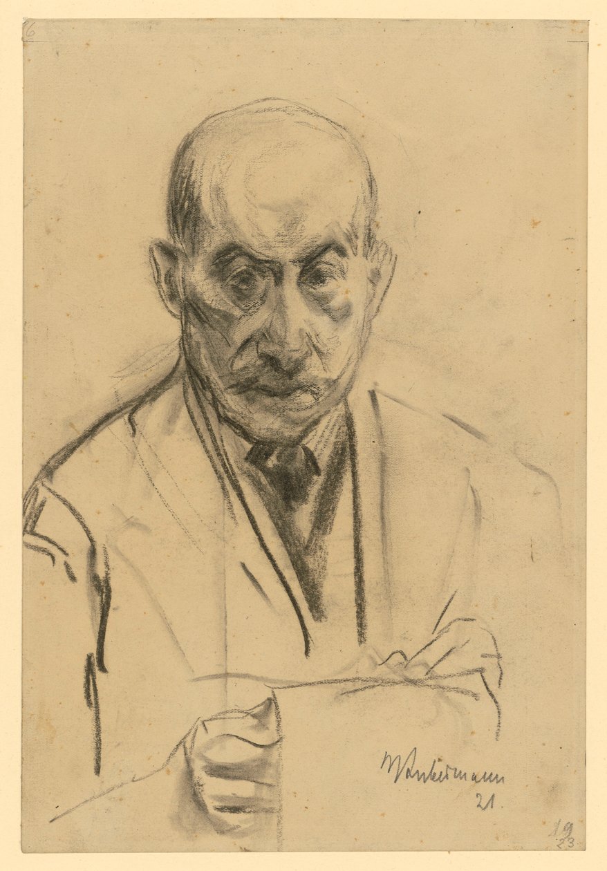 Autorretrato de frente com bloco de desenho de Max Liebermann