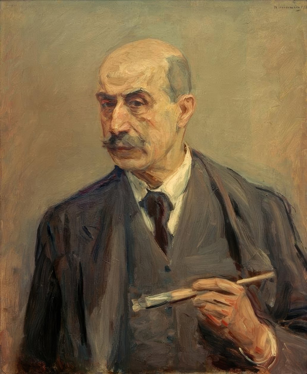 Auto-retrato com pincel de Max Liebermann