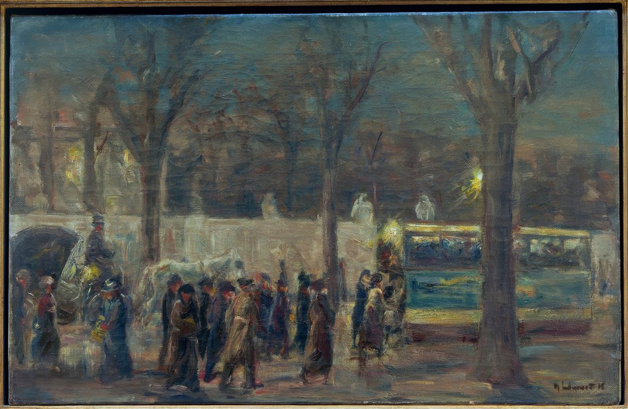 Cena de rua no Portão de Brandemburgo (noite em Brandemburgo ..) de Max Liebermann