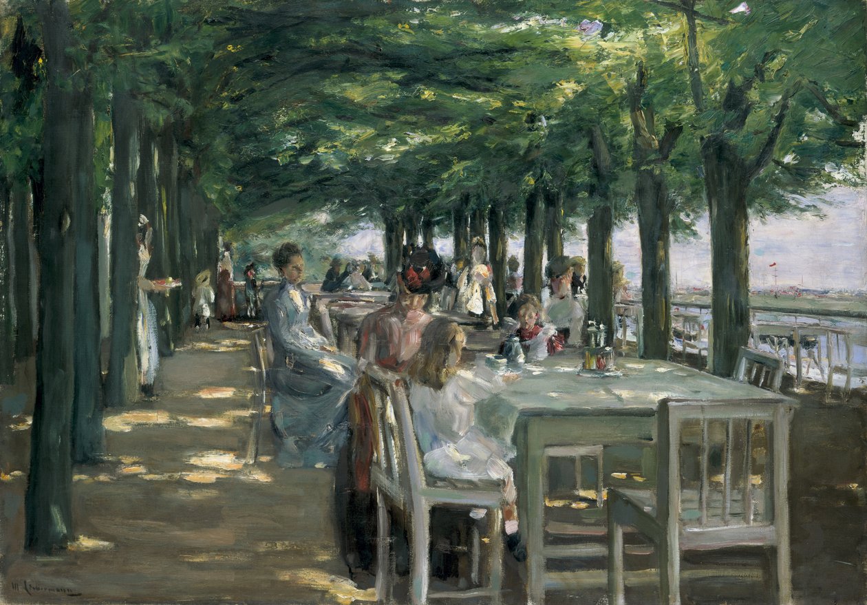 O terraço do restaurante Jacob em Nienstedten no Elba de Max Liebermann