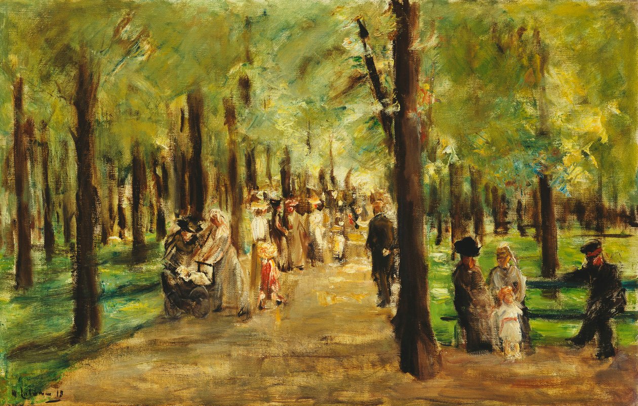 Caminhantes no Tiergarten; Caminhantes no Tiergarten, 1918 de Max Liebermann