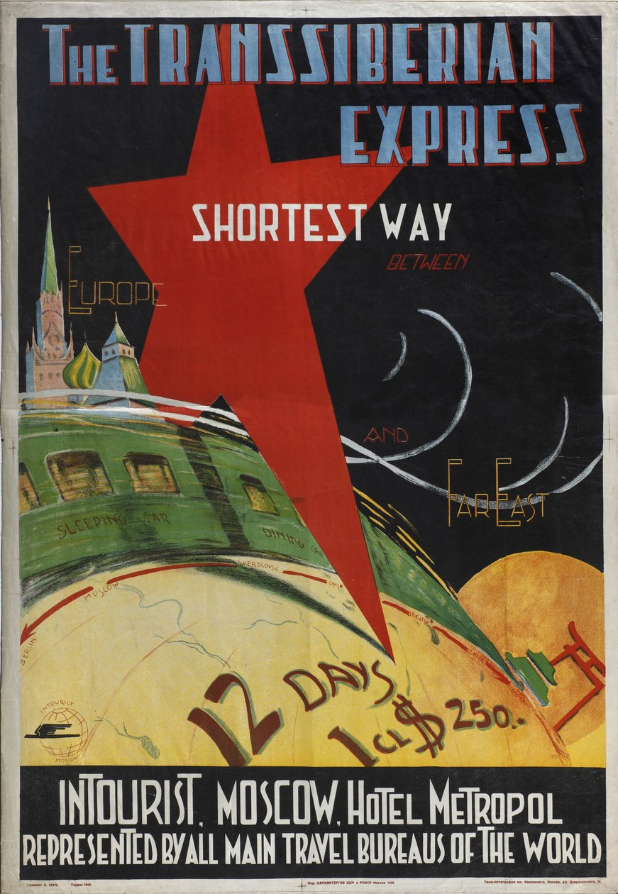 Cartaz expresso transiberiano da empresa Intourist, 1930 de Max Litvak
