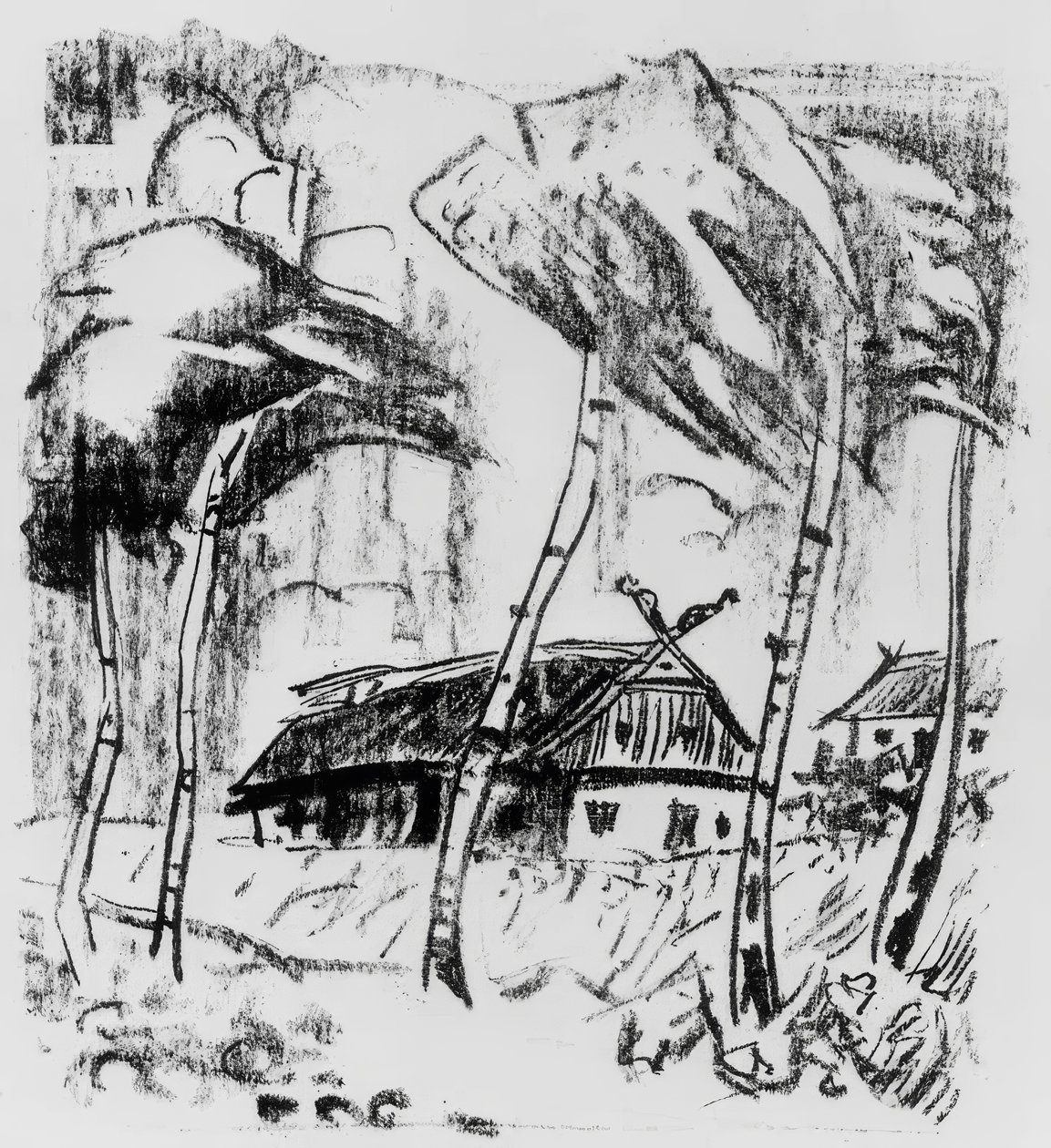 Quinta atrás de bétulas de Max Pechstein