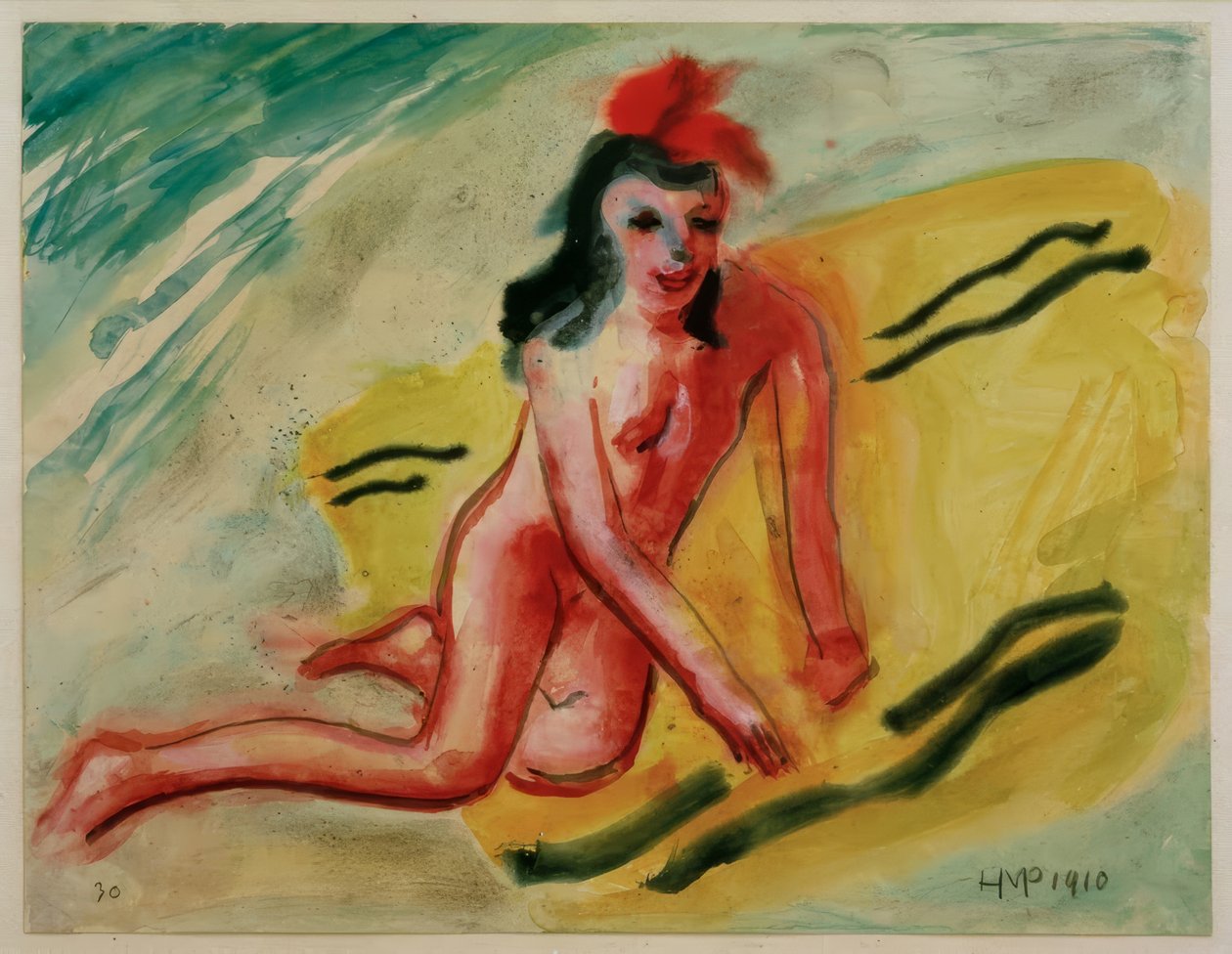Menina em toalha de banho amarela de Max Pechstein