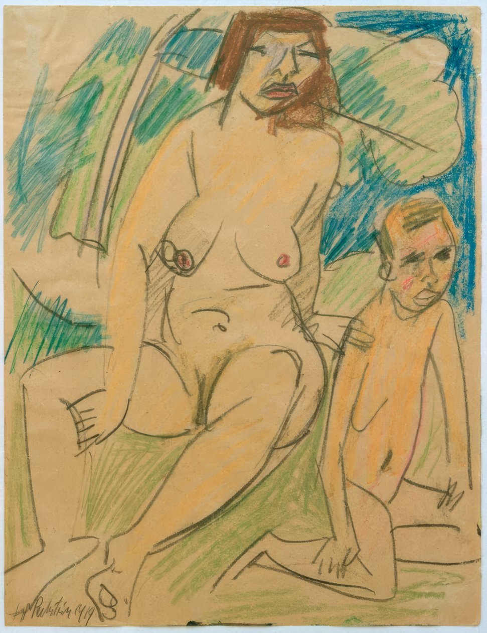 Mulher nua com criança de Max Pechstein