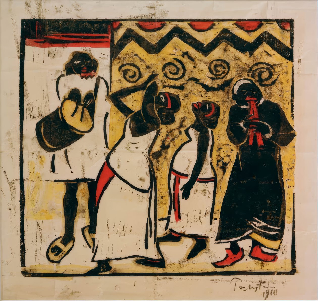 Grupo de dança negra, dança somali de Max Pechstein
