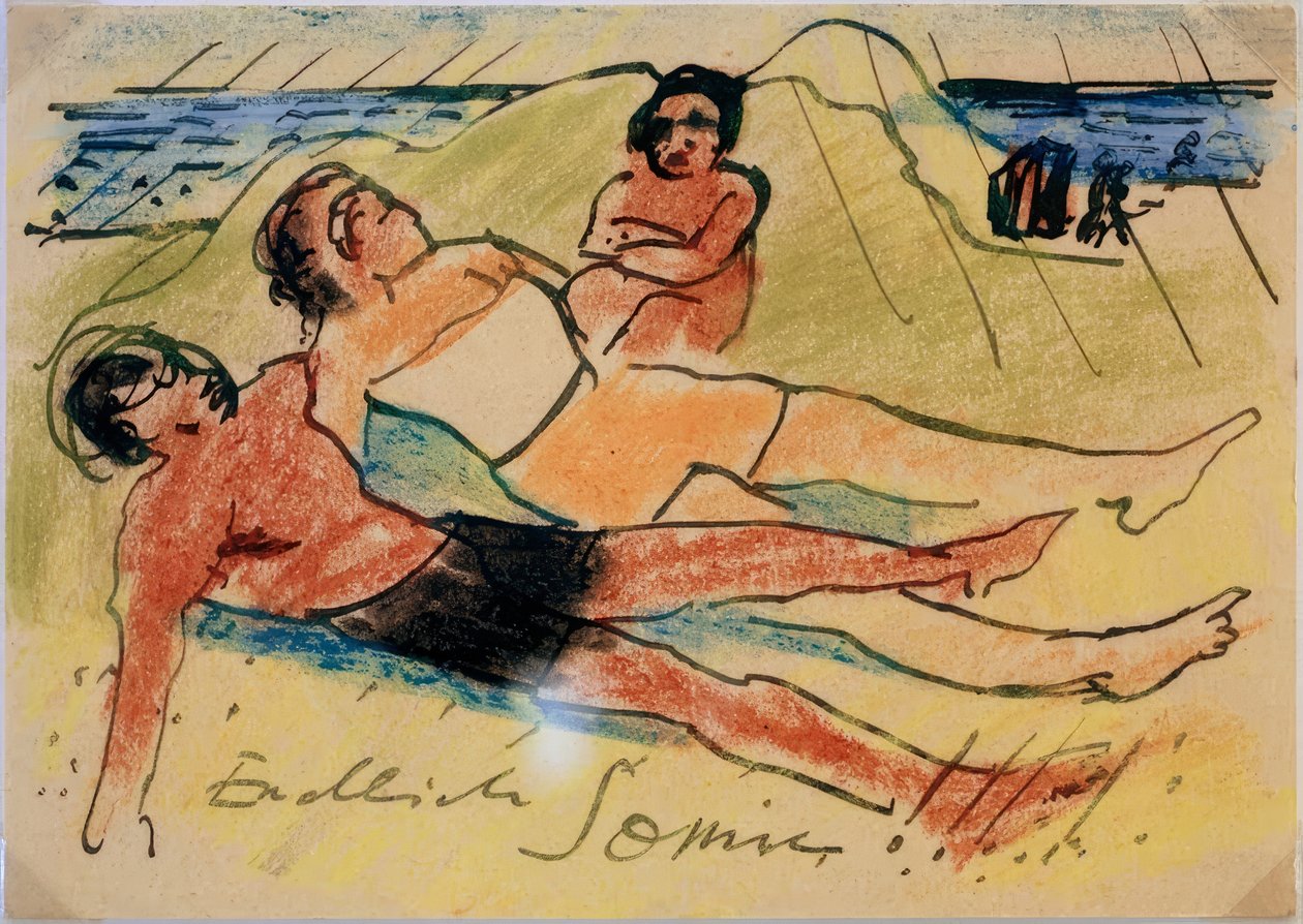 Tomando sol na praia de Max Pechstein