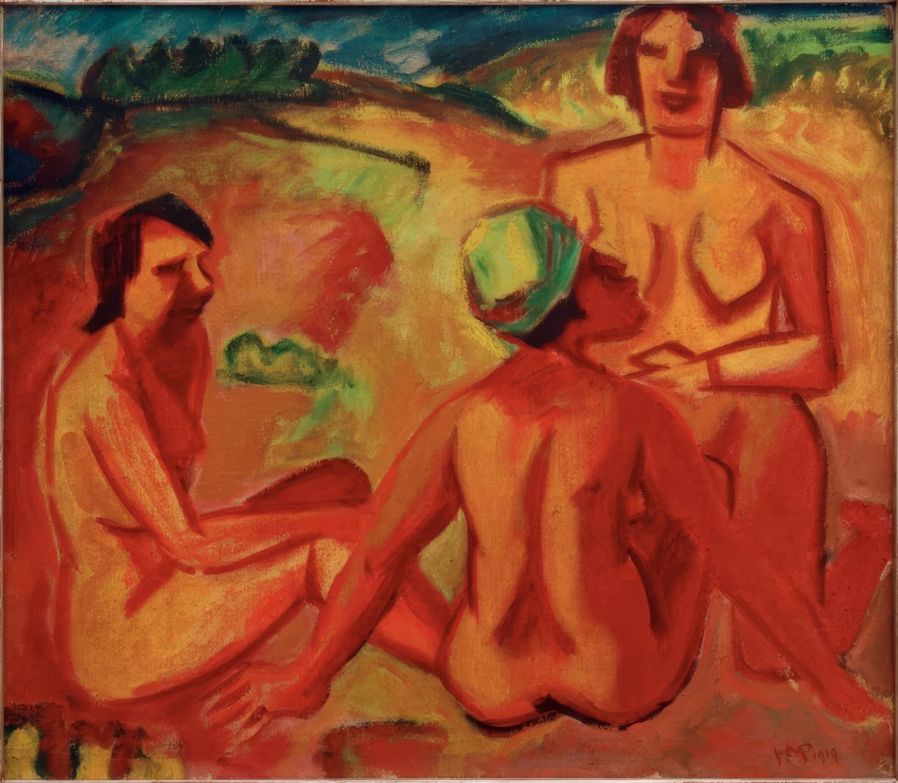 Conversa, três mulheres de Max Pechstein