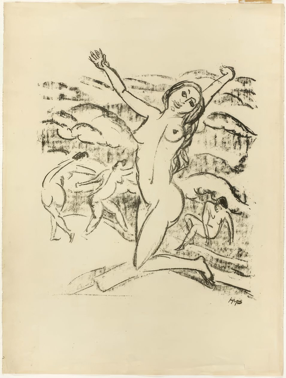 Mulher ajoelhada, exultante, de The Samland Ode de Max Pechstein