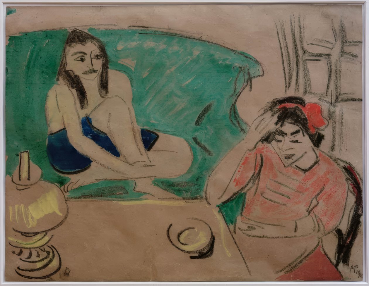 Duas raparigas à mesa de Max Pechstein