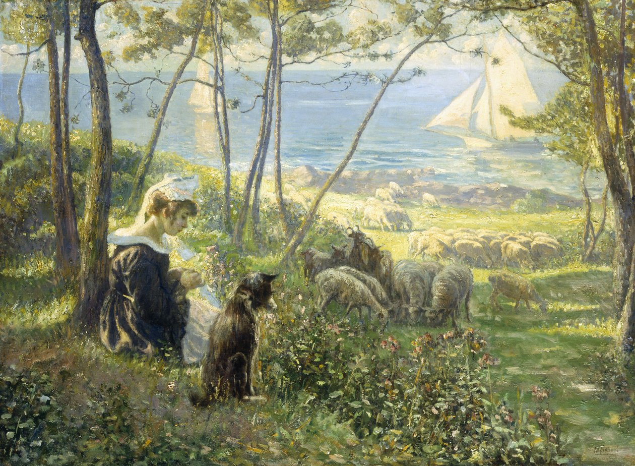 Um Dia de Verão à beira-mar (óleo sobre tela) de Max Silbert