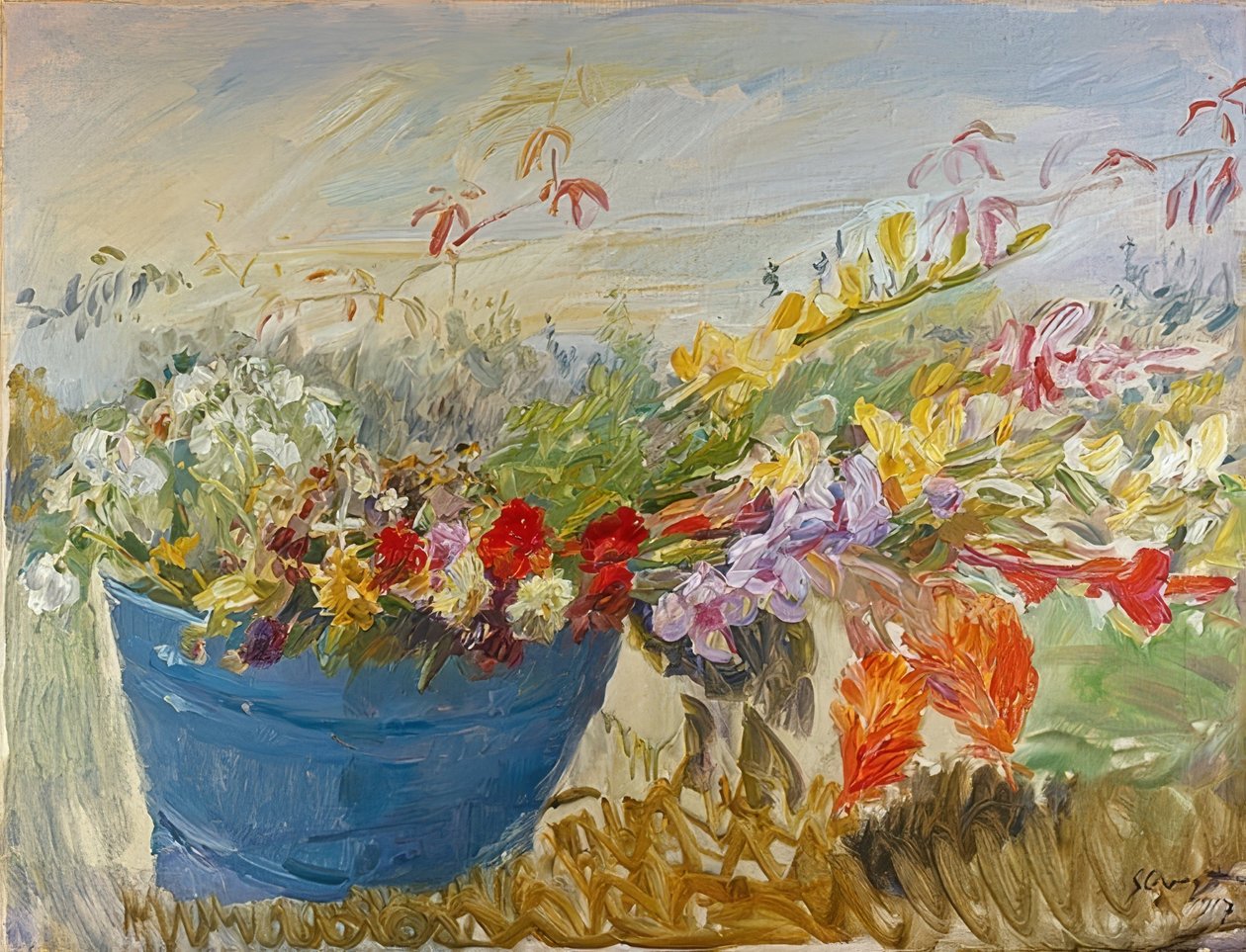 Flor ainda vida ao ar livre. 1917 de Max Slevogt