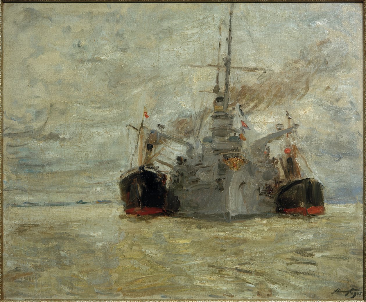 Navio de guerra de abastecimento de carvão no porto de Hamburgo de Max Slevogt