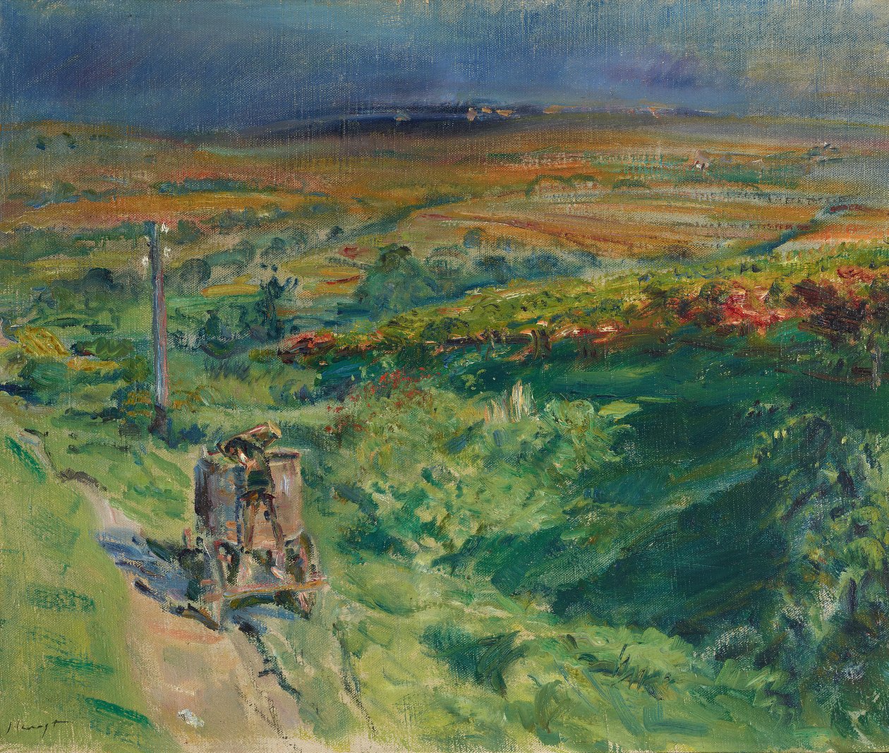 Paisagem do Palatinado com uma cuba de vinho de Max Slevogt
