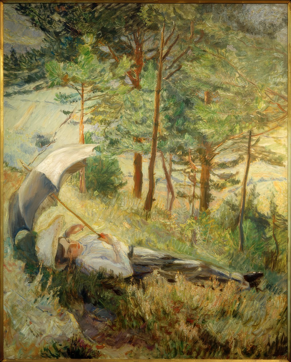 Manhã de verão (mulher com guarda-chuva) de Max Slevogt