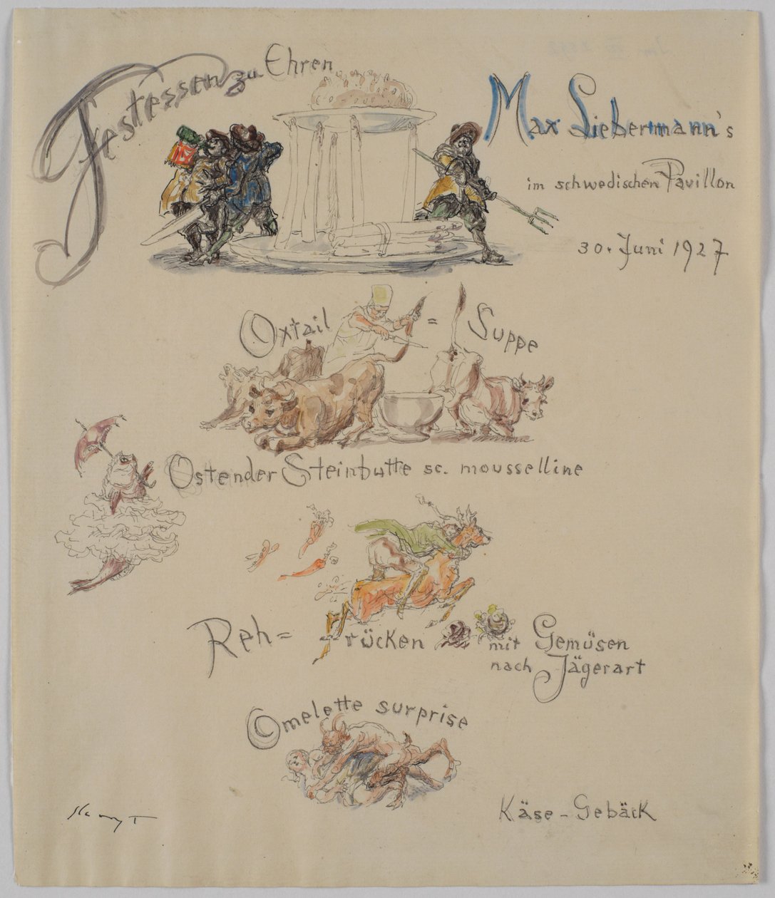Menu «Banquete em honra de Max Liebermann» de Max Slevogt