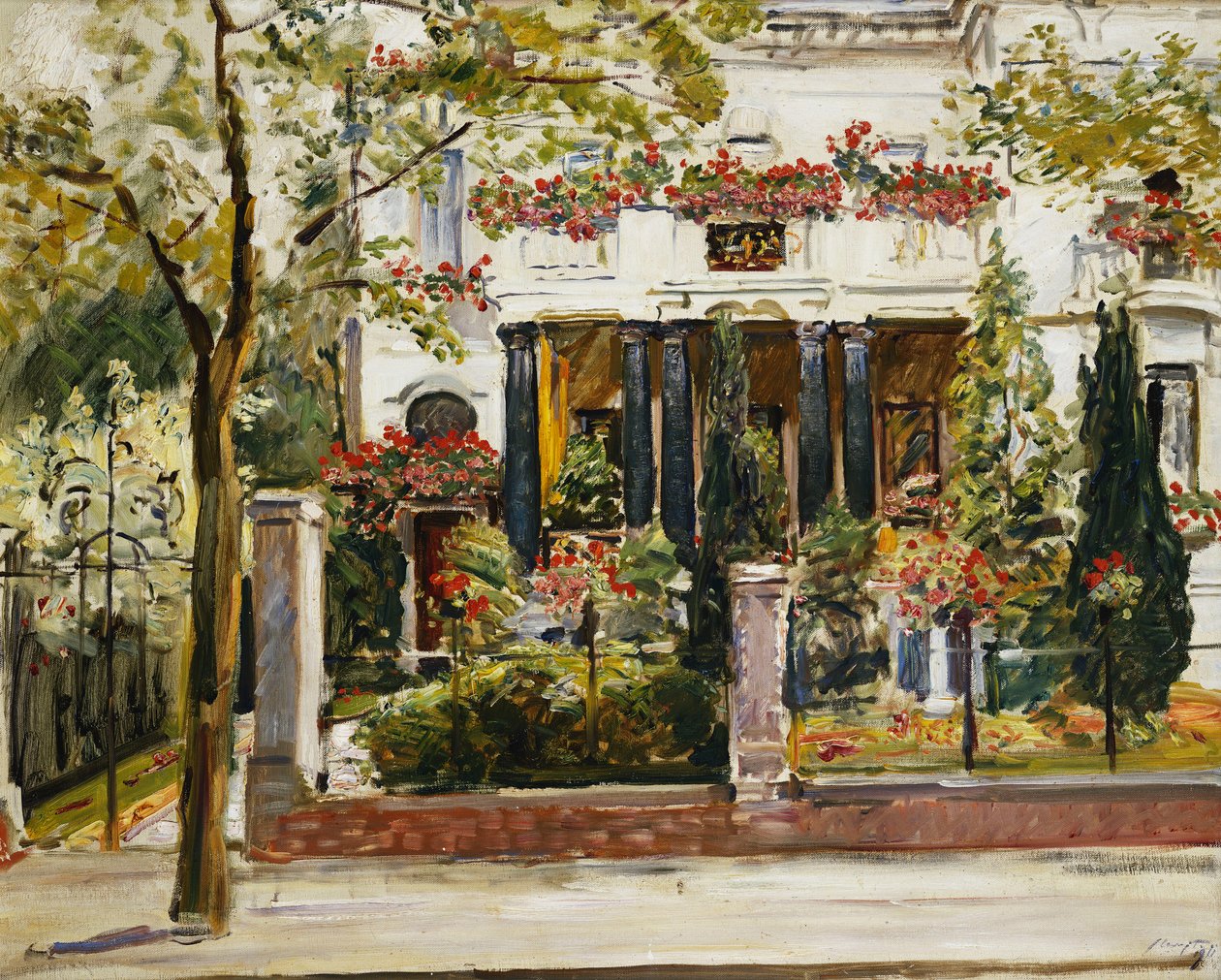 O jardim da frente da Villa Steinbart em Berlim; O jardim da frente da Villa Steinbartschen em Berlim, 1911 de Max Slevogt