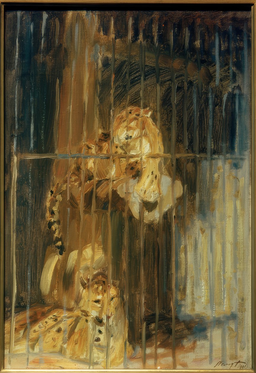 Dois leopardos na gaiola de Max Slevogt