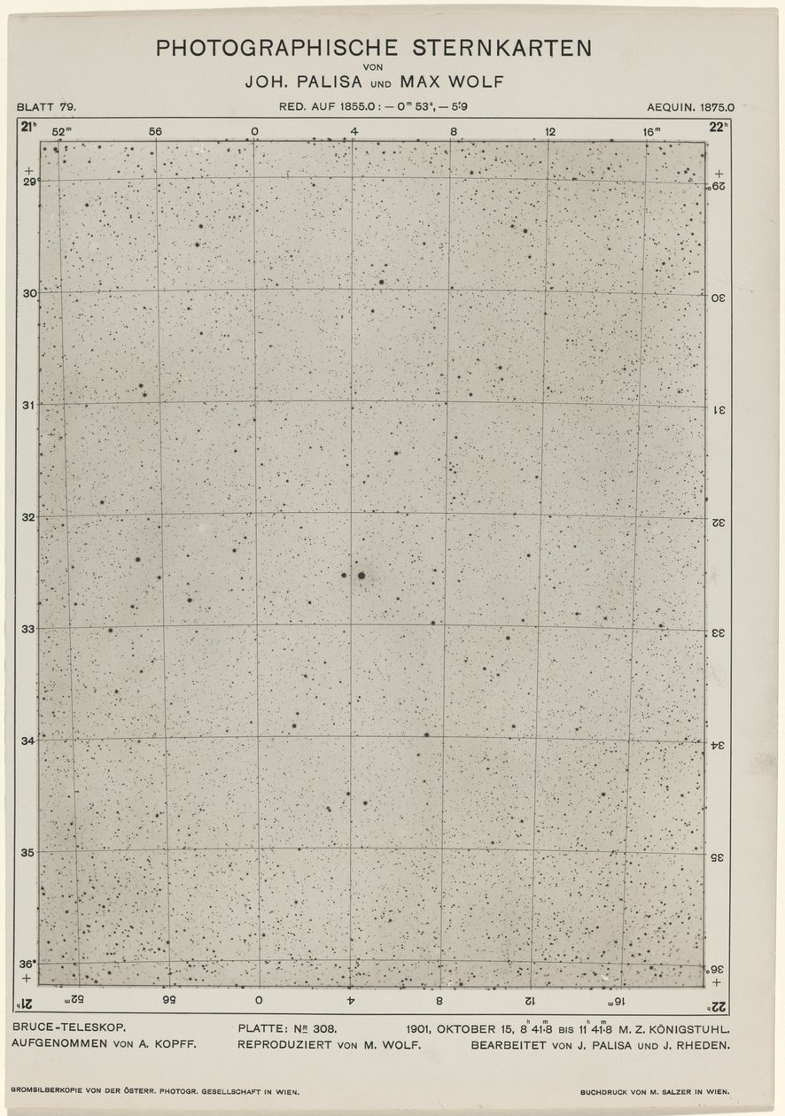 Photographische Sternkarten 15 de outubro de 1901, 654. Criadores: Max Wolf, Johann Palisa. de Max Wolf, Johann Palisa