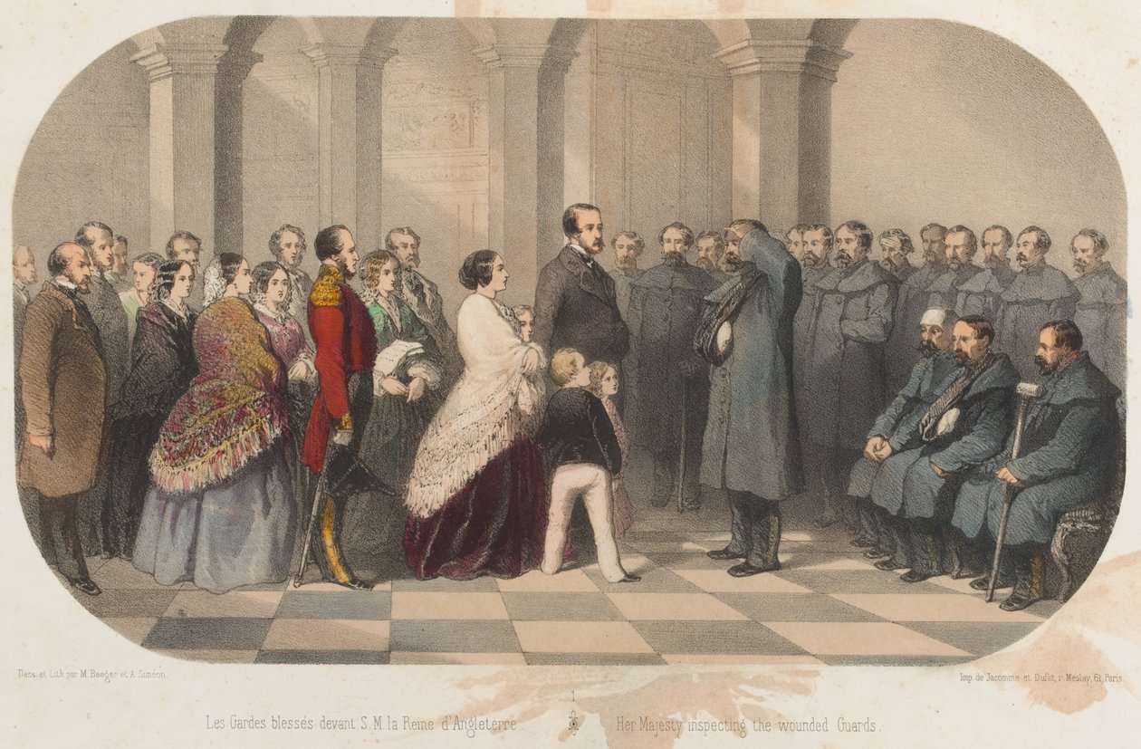 Rainha Victoria e Príncipe Albert encontrando veteranos da Crimeia, 1855 por volta de de Max and Simeon Beeger