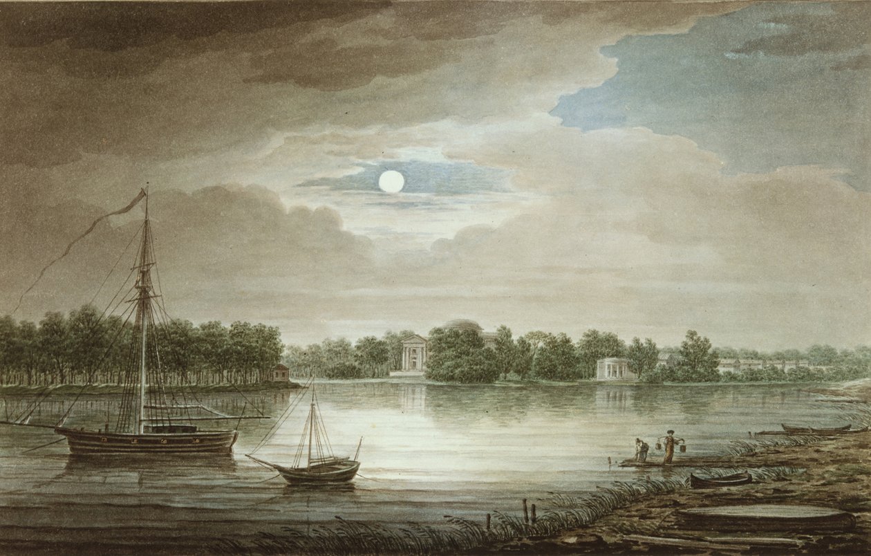 Rio Nevka, perto da ponte Yelagin, 1829 de Maxim Nikiphorovich Vorobyev