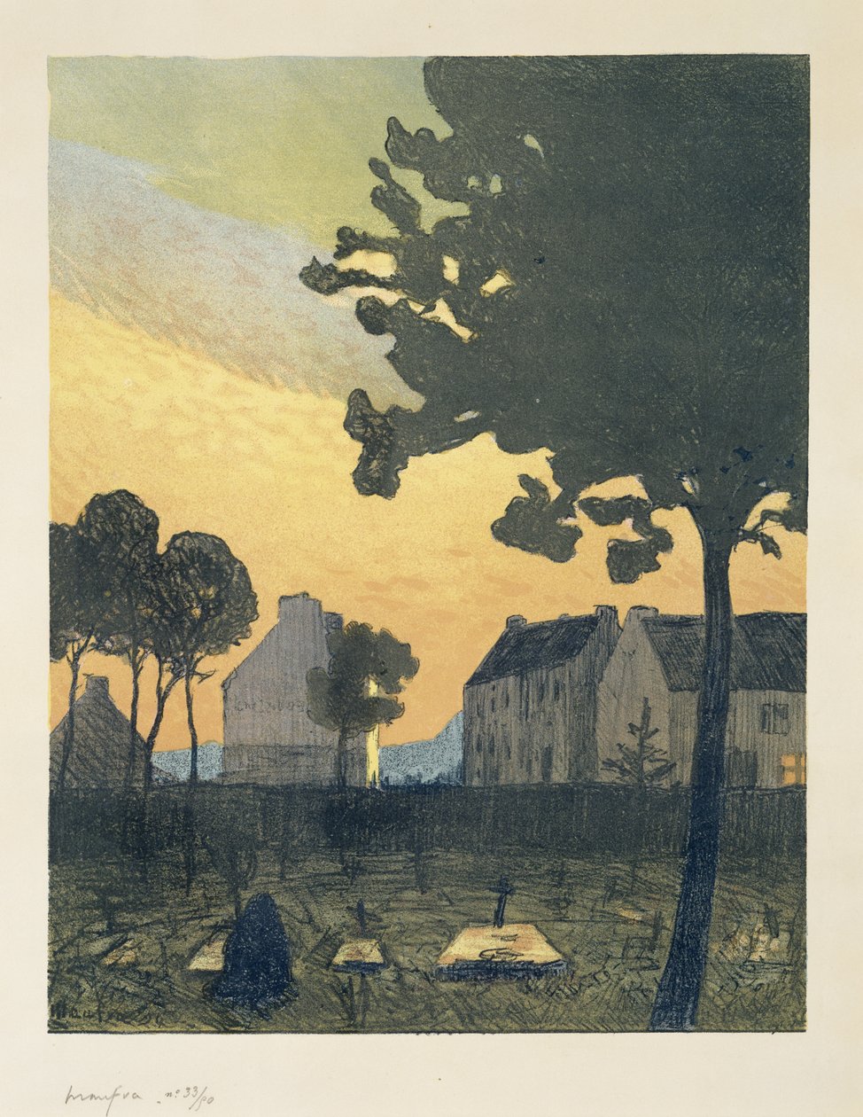 Paysage au soir (Paisagem à noite), 1894 (litografia em cores sobre papel de capa) de Maxime Emile Louis Maufra