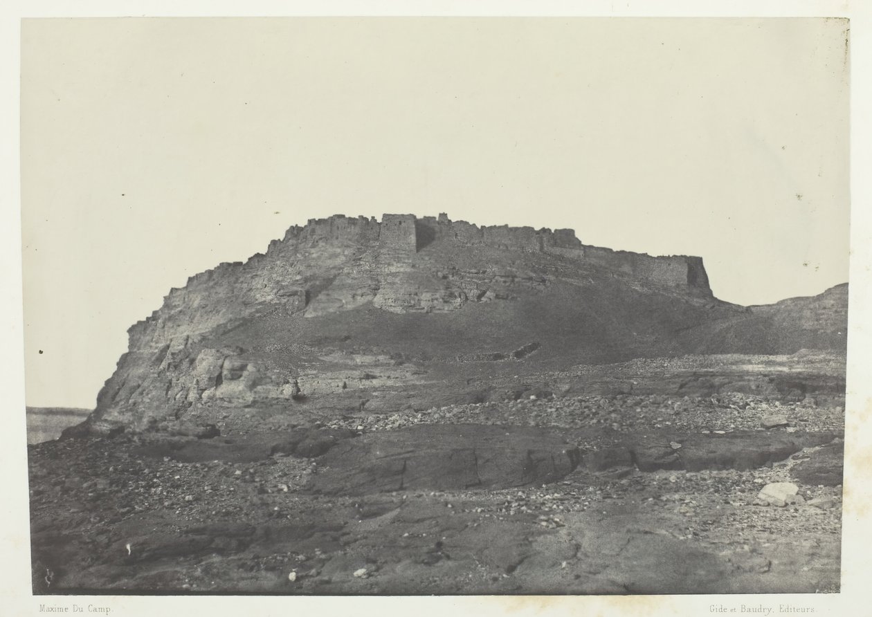 Ibrym Fortress Ancient Premmis, View from the South, Nubia, 1849-1, impresso em 1852. de Maxime Du Camp