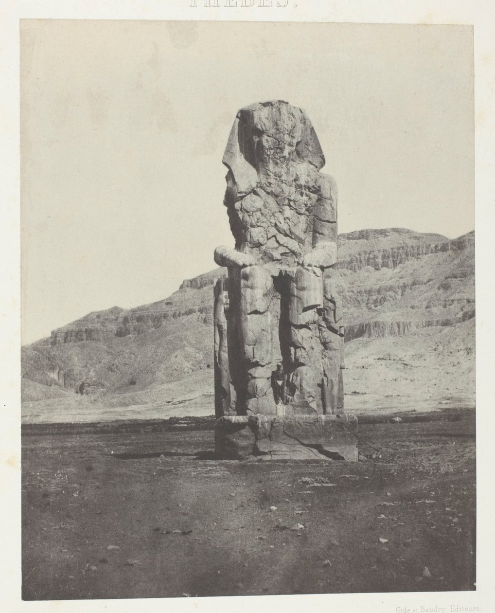 Gournah, Colosso monolítico de Amenopht III; Tebas, placa 56 do álbum "Egypte, Nubie, Palestine et Syrie" (1852) de Maxime Du Camp