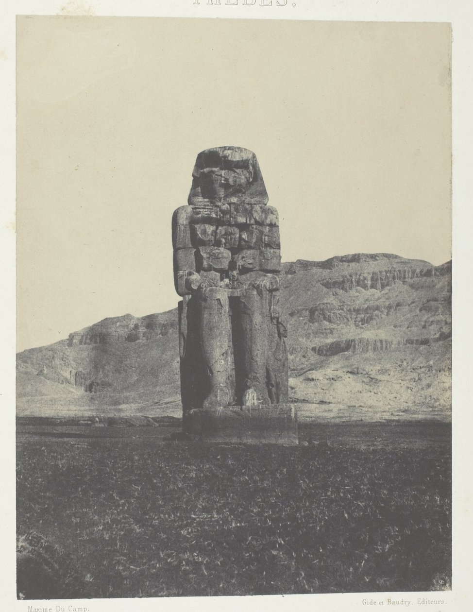 Qurnah, Estátua de Memnon; Tebas de Maxime Du Camp