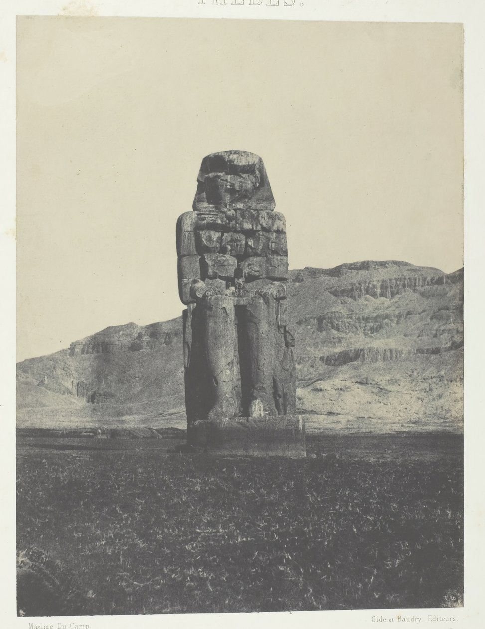Gournah, Estátua de Memnon, Tebas, 184951, impresso em 1852. de Maxime Du Camp