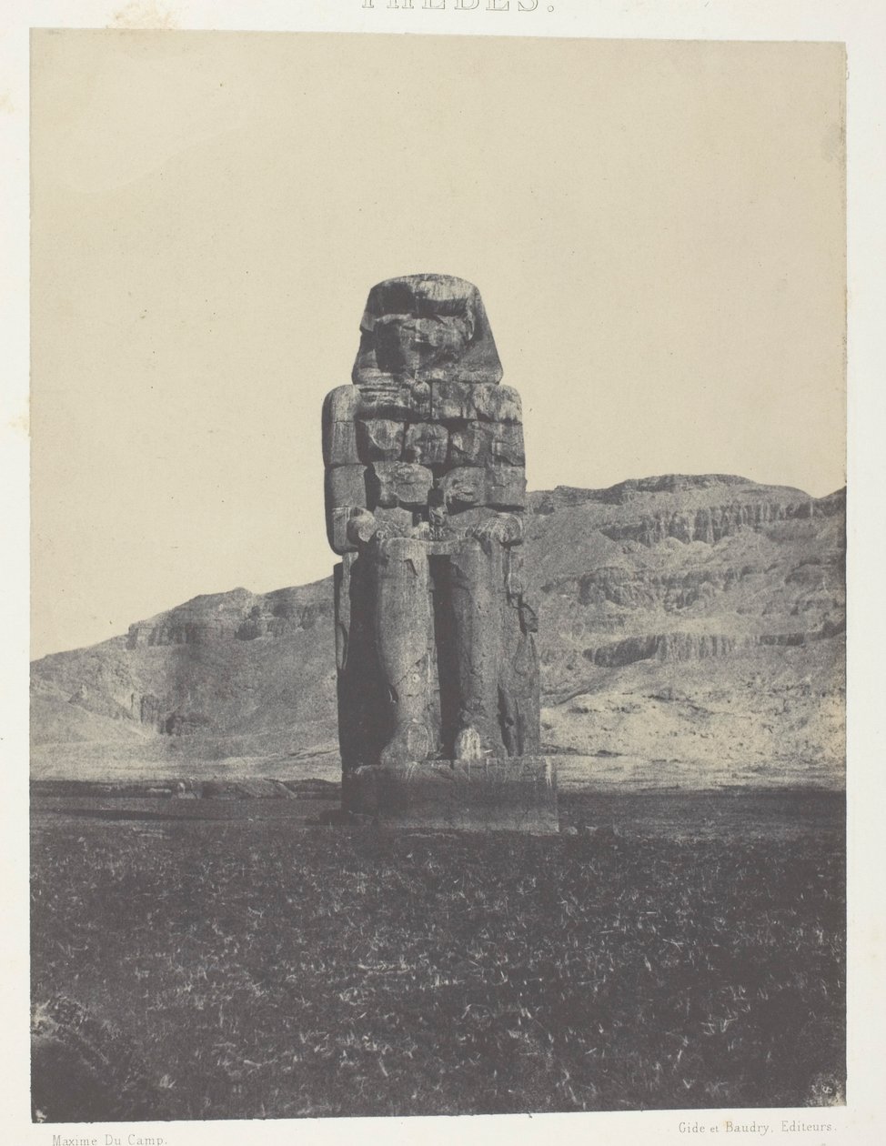 Qurnah, Estátua de Memnon; Tebas de Maxime Du Camp