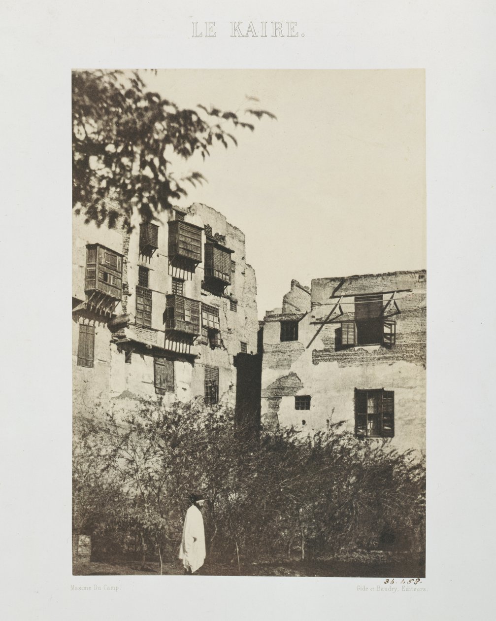 Casa e jardim no French Quarter, Egito, 1850 (sal papel de impressão de papel de cera negativo) de Maxime Du Camp