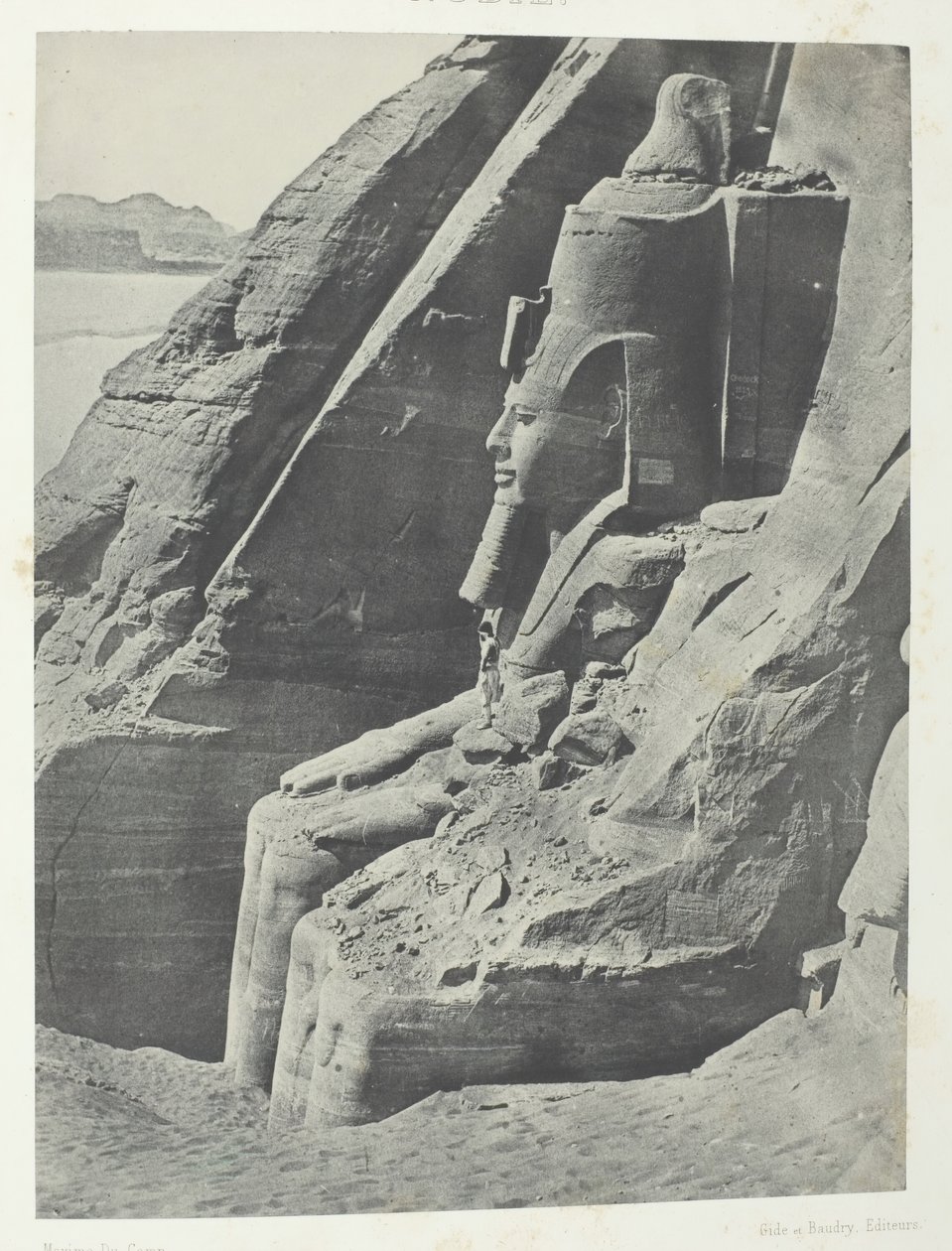 Ibsamboul, Oriental Colossus Of The Spéos Of Phrè, Seen In Profile, Nubia, 184951, impresso em 1852. de Maxime Du Camp