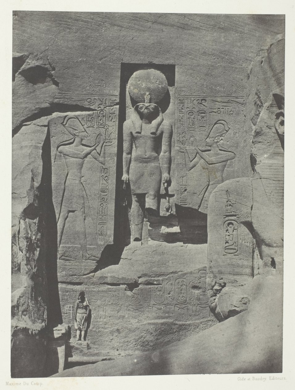 Ibsamboul, Esculturas da entrada do Spéos de Phrè, Núbia, chapa 105 do álbum "Egypte, Nubie, Palestine et Syrie" (1852) de Maxime Du Camp