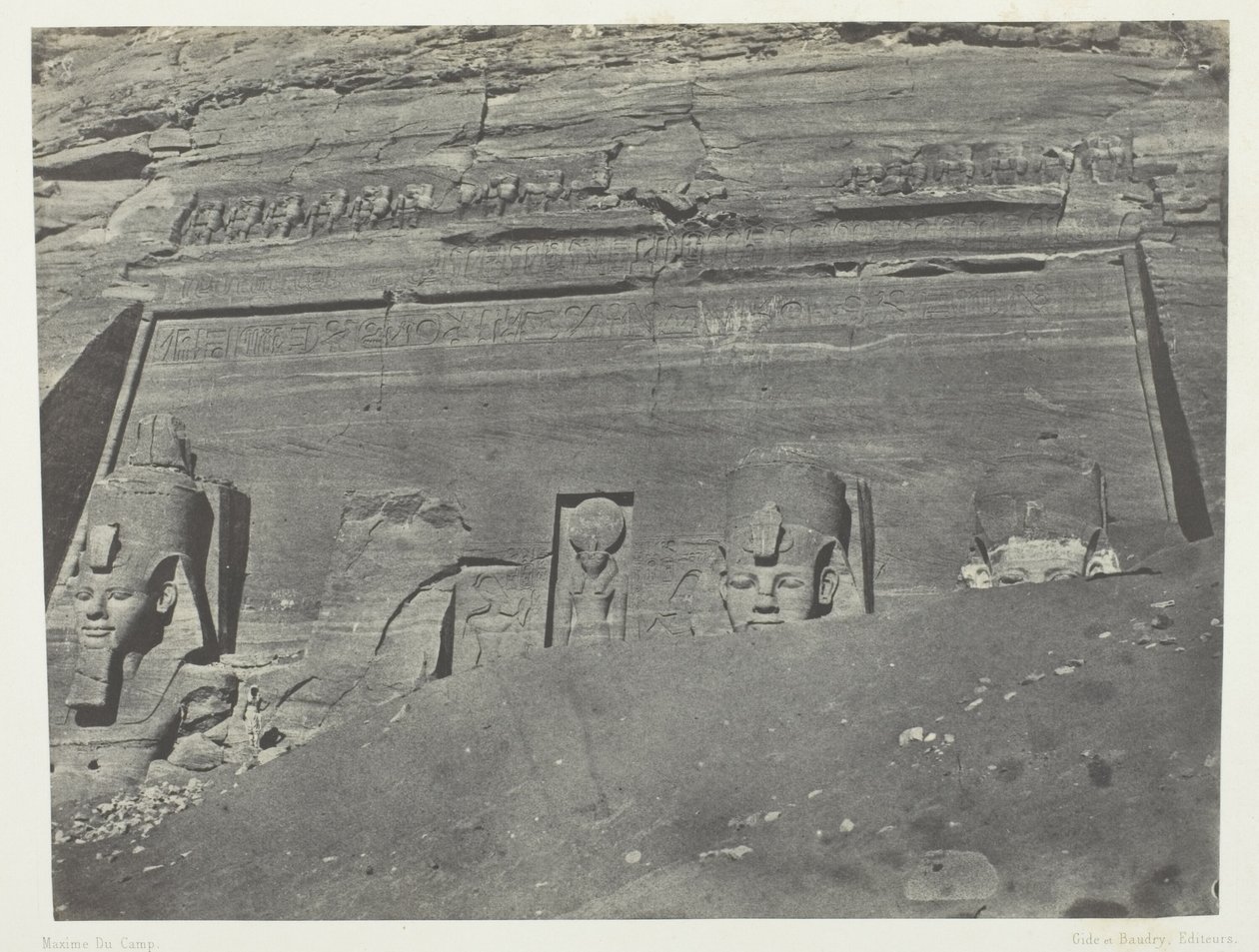 Ibsamboul, Vue Générale Du Grand Spéos De Phrè; Nubie, chapa 102 do álbum "Egypte, Nubie, Palestine et Syrie" (1852) de Maxime Du Camp
