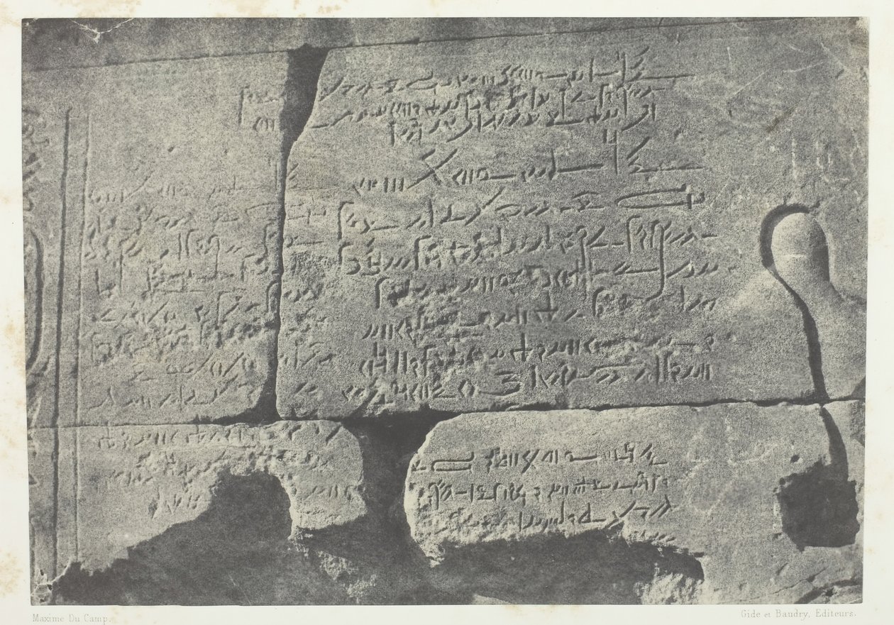 Inscrição demótica, Grande Templo de Ísis em Philoe, Núbia, 184951, impresso em 1852. de Maxime Du Camp
