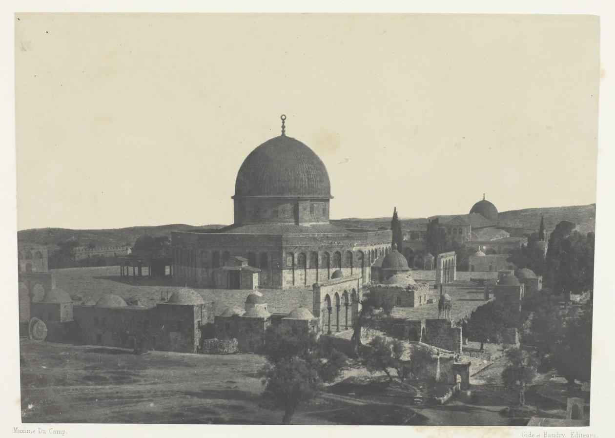 Jerusalém, Mesquita de Omar, Palestina, 184951, impressa em 1852. de Maxime Du Camp