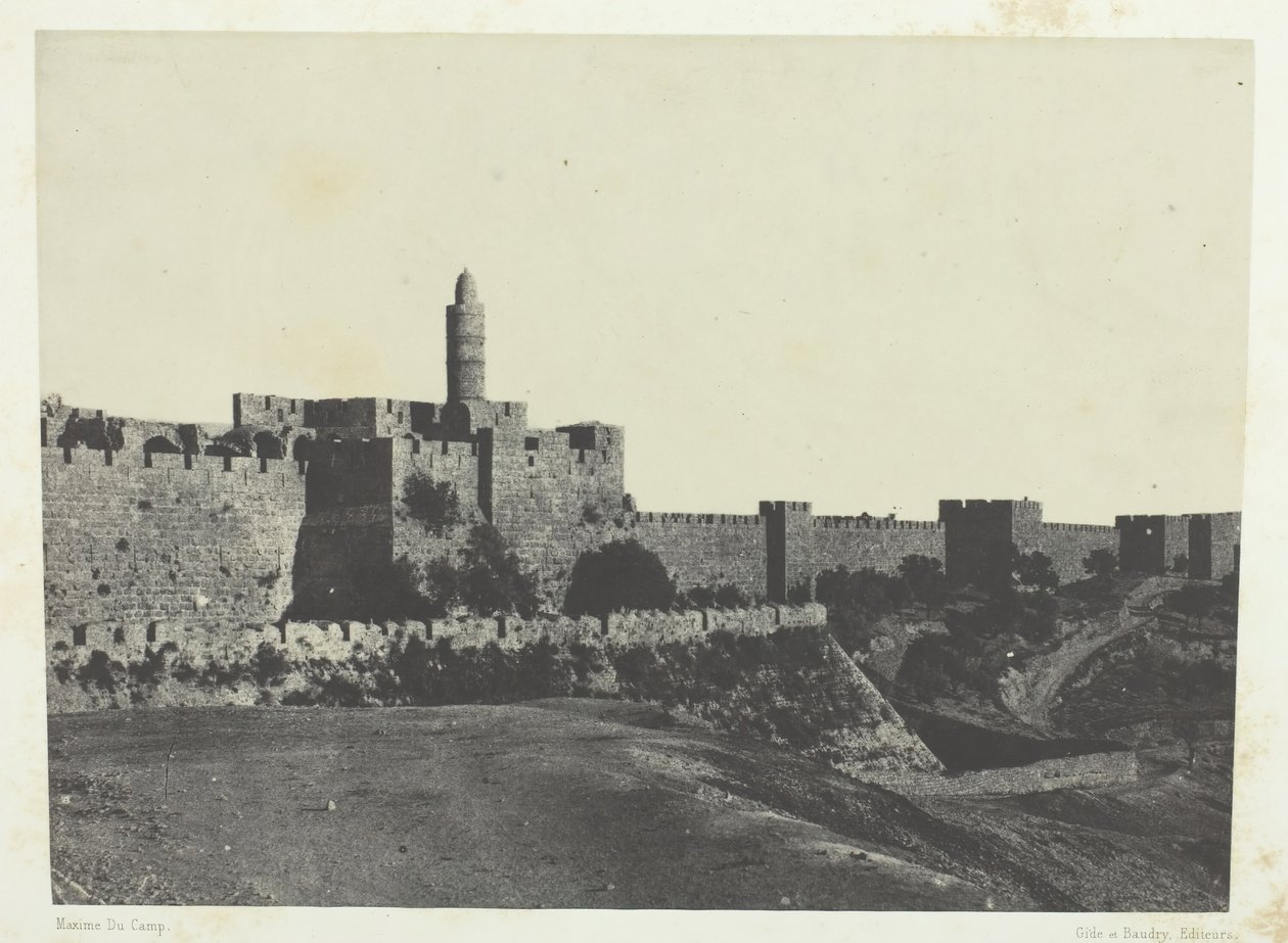 Jerusalém, Muros Ocidentais, Palestina, 184951, impresso em 1852. de Maxime Du Camp