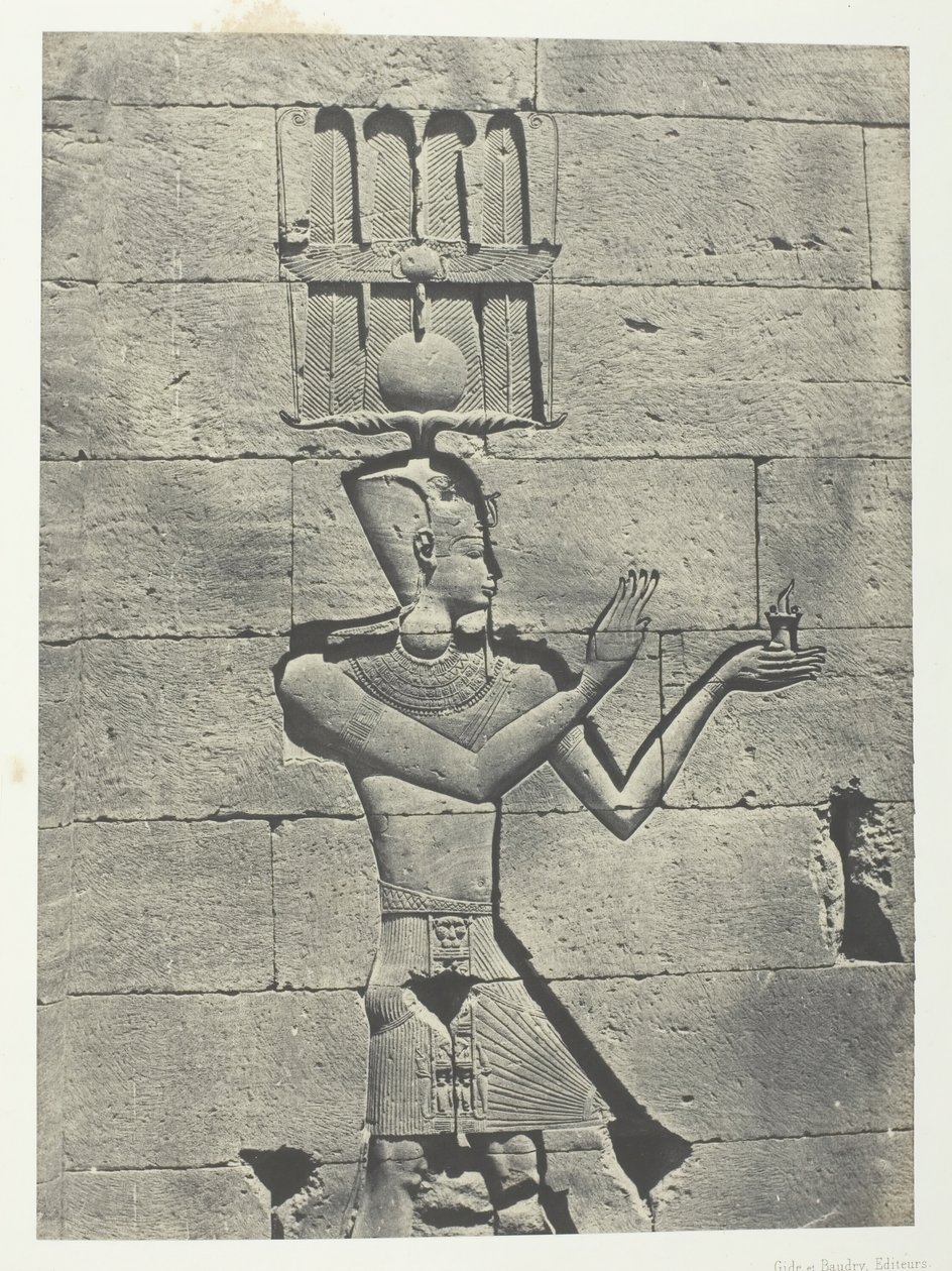 Kalabscheh, Esculturas da fachada traseira do templo, Núbia, 184951, impressa em 1852. de Maxime Du Camp