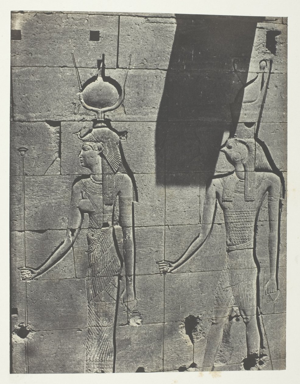 Kalabscheh, Sculptures De La Façade Postérieure Du Temple; Nubie, placa 92 do álbum "Egypte, Nubie, Palestine et Syrie" (1852) de Maxime Du Camp